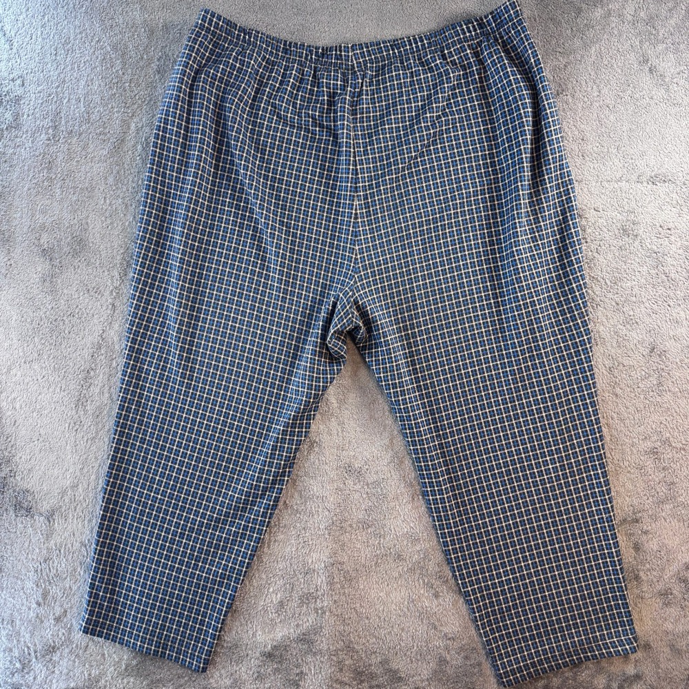 Lands End Blue Plaid Elastic Waist Pull On Pants Womens 3XP 24W-26W Petite